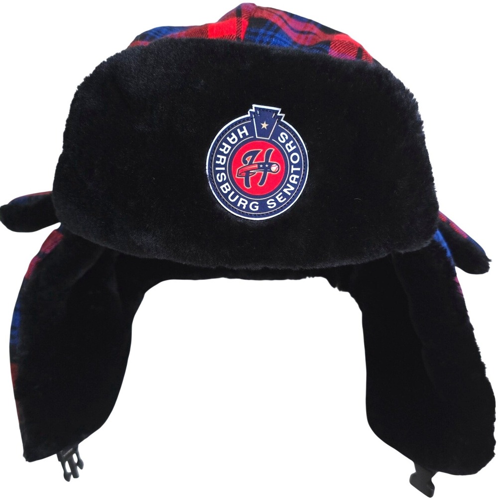 Harrisburg Senators Plaid Trapper Hat Faux‎ Fur Earflap One Size Ushanka